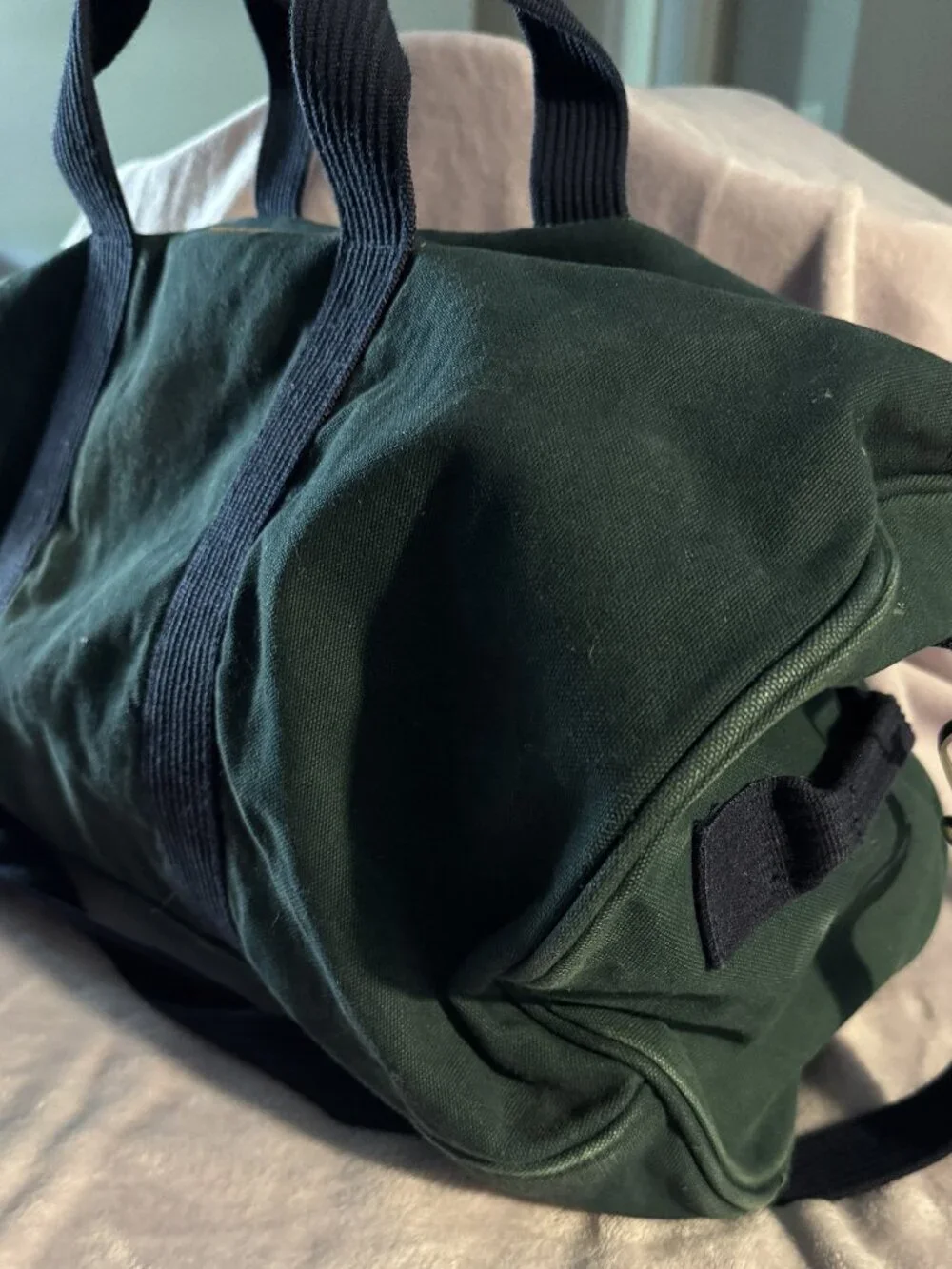 Gear for Sports Large Duffel Bag in green with blue straps, heavy-duty
